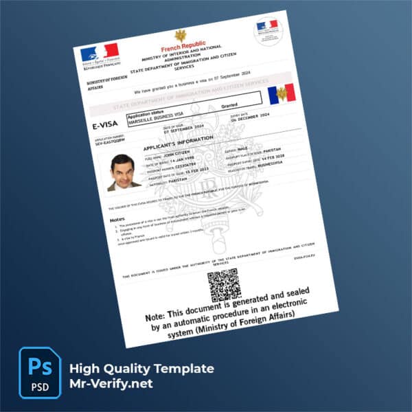France evisa word and pdf template