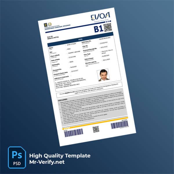 Indonesia evisa word and pdf template