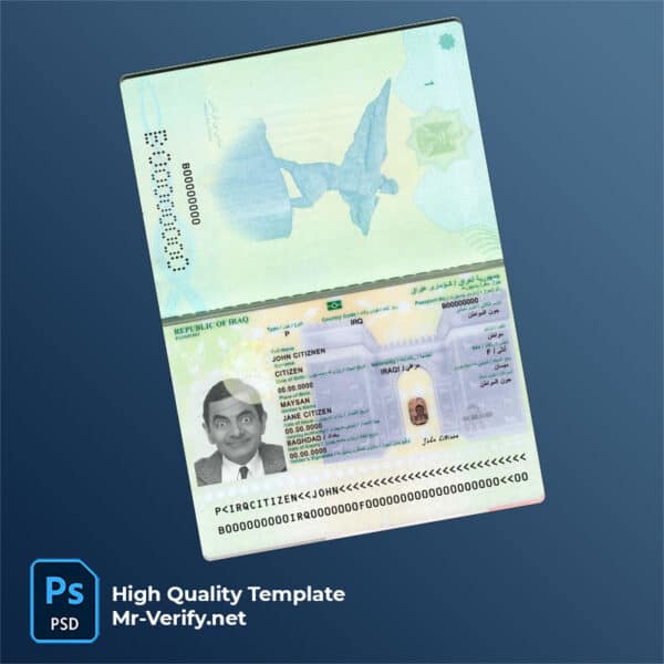 Iraq Passport PSD Template