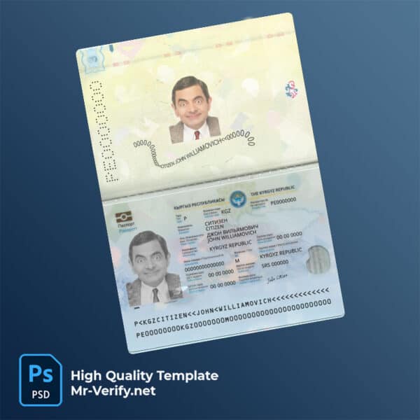 Kyrgyzstan Passport psd template