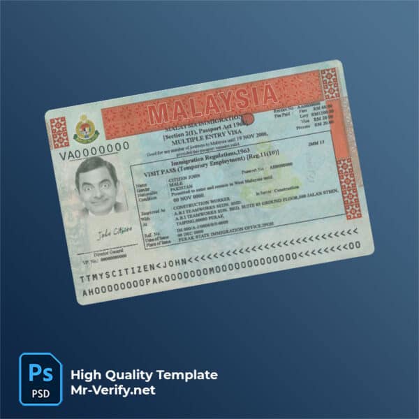 Malaysia Visa PSD Template