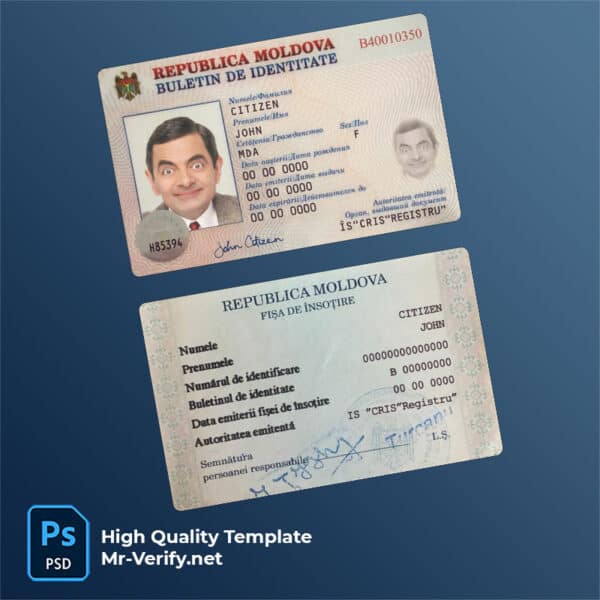 Moldova ID Card Psd Template