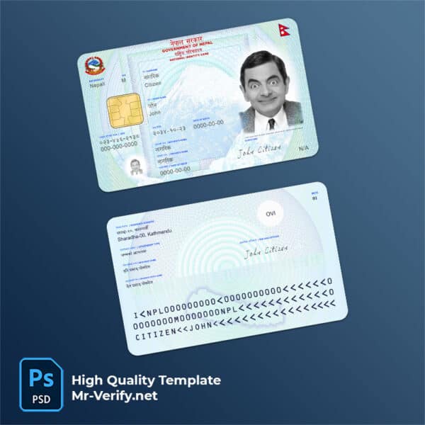 Nepal NID card PSD template
