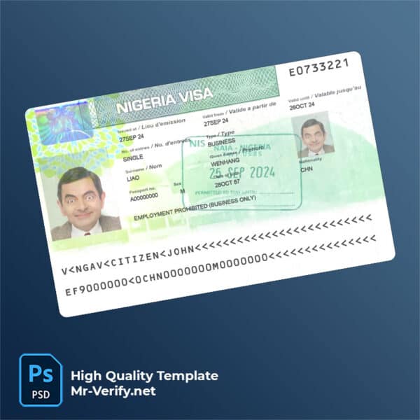Nigeria visa psd template (2024-present)