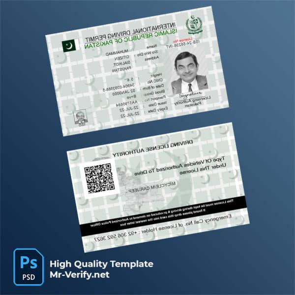 Pakistan Driver License PSD Template