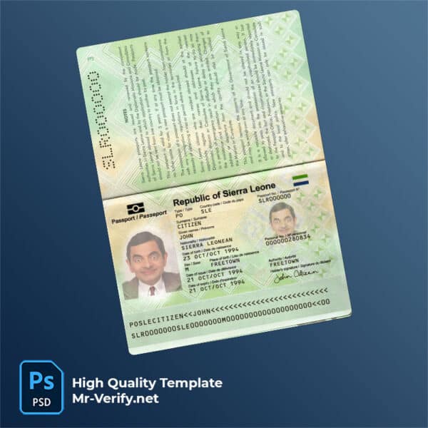 Sierra Leone Passport PSD Template