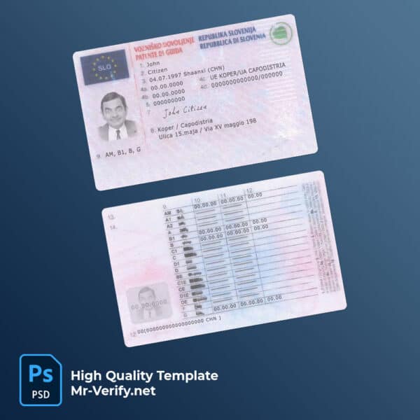 Slovenia driver license psd template