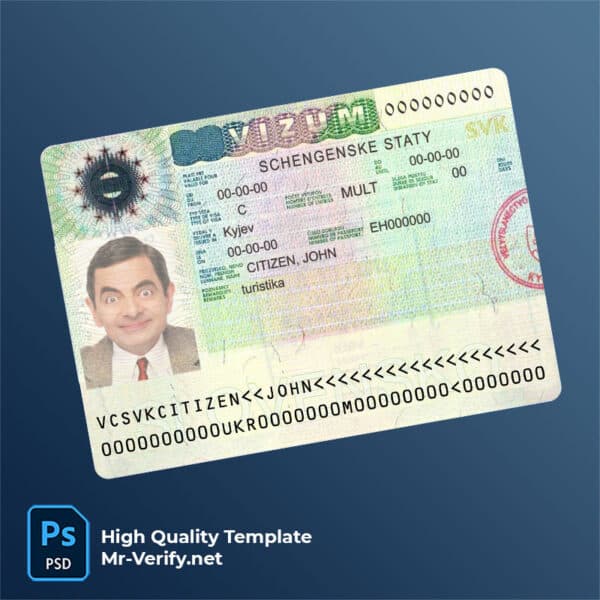 Slovenia tourist visa psd template