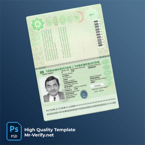 Turkmenistan Passport PSD Template