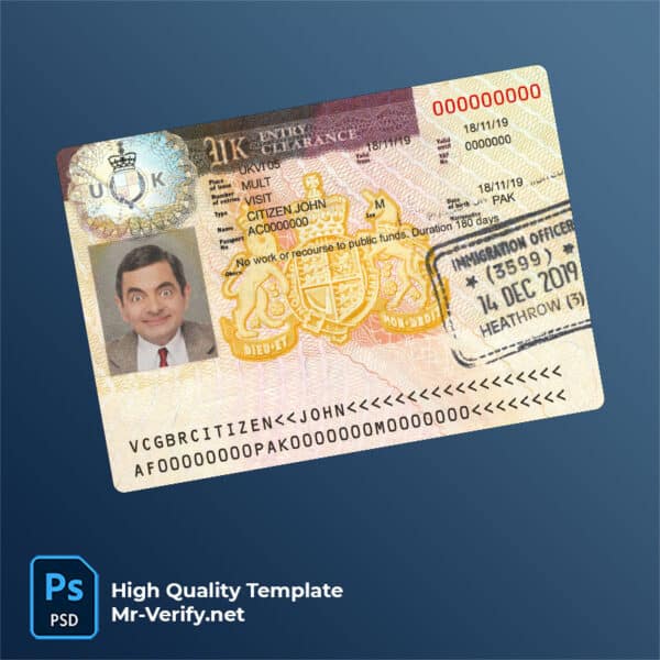 United Kingdom Visa Card PSD Template