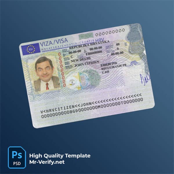 Croatia visa psd template | schengen and tourist visa