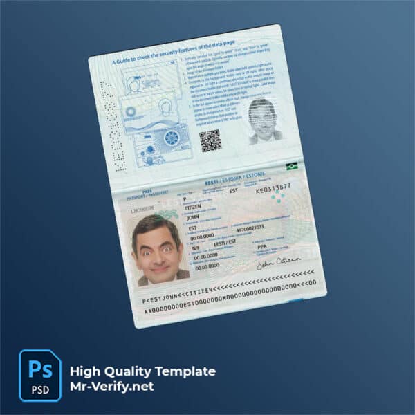 Estonia Passport psd template