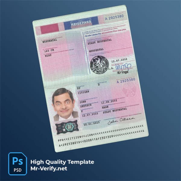 Germany Passport psd template