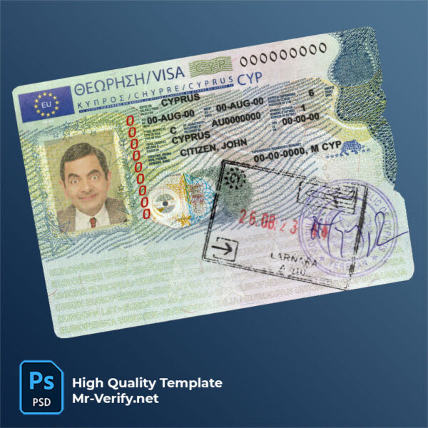Cyprus schengen visa psd template