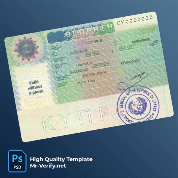 Cyprus travel visa psd template
