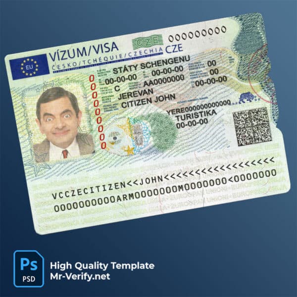 Czech schengen visa psd template
