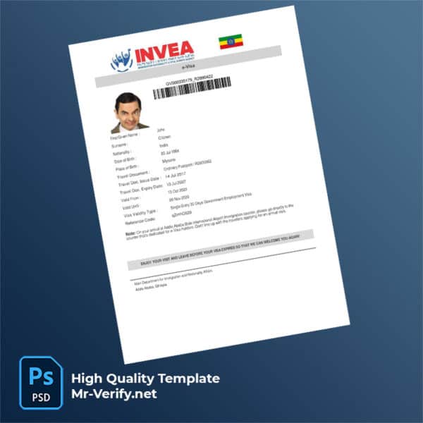 Ethiopia evisa word and pdf template