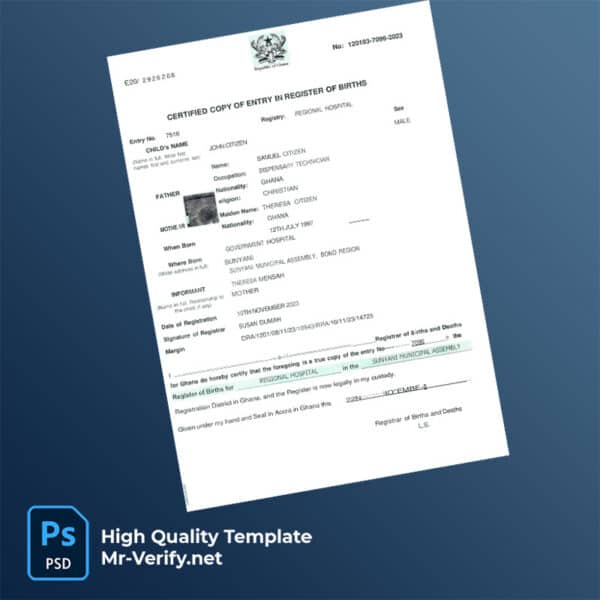 Ghana birth certificate word and pdf template