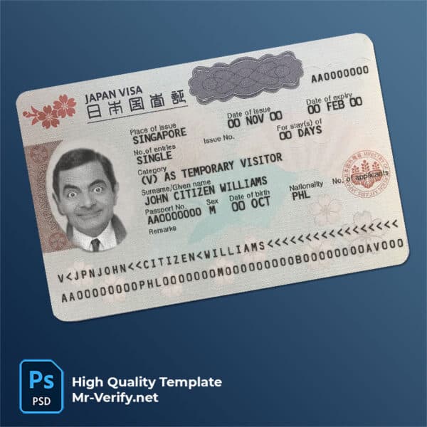 Japan tourist visa PSD template | Photolook Version
