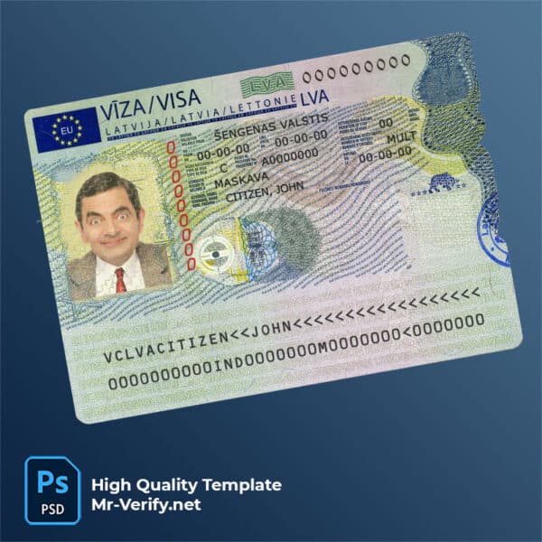 Latvia schengen visa psd template