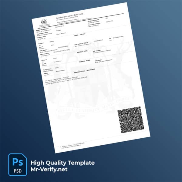 Maurice birth certificate word and pdf template