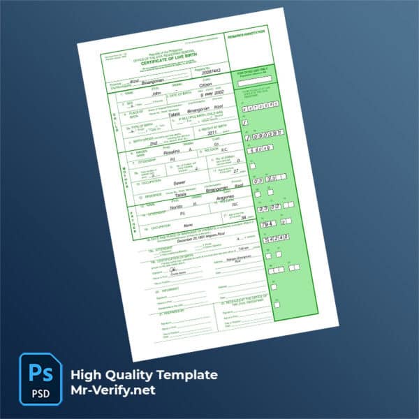 Philippines birth certificate word and pdf template