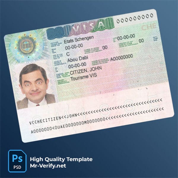 Switzerland schengen visa psd template