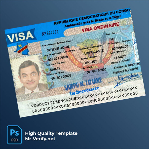 Congo tourisme visa psd template