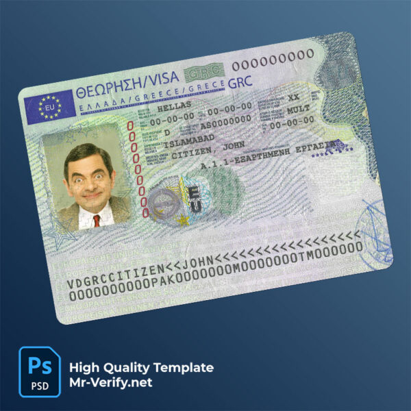 Greece work visa PSD template
