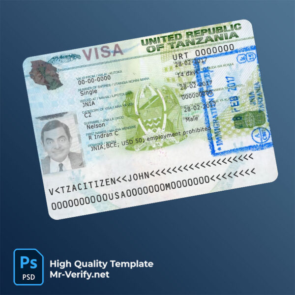 Tanzania travel visa psd template new 600x600 - Buy Verified Accounts