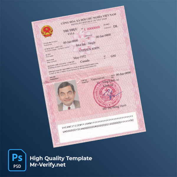 Vietam tourist visa psd template