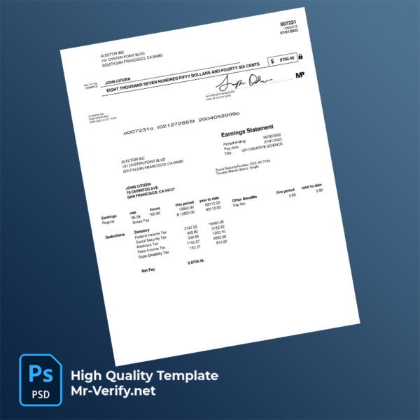 Alorica pay stub word and pdf template