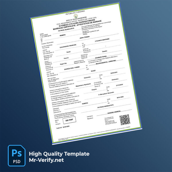 Rwanda marriage certificate word and pdf template