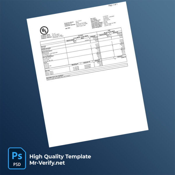 UL LLC pay check word and pdf template
