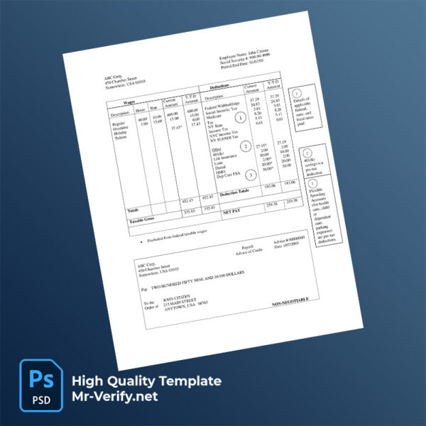 ABC Corp pay stub word and pdf template