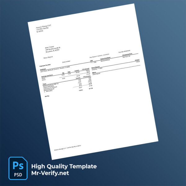 Amazon Storage LLC pay stub word and pdf template