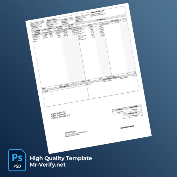 Ampler Burgers earning statement word and pdf template
