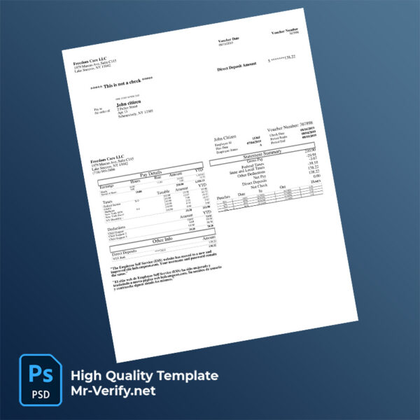 Freedom Care LLC pay voucher word and pdf template