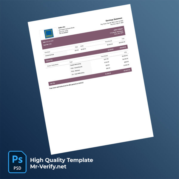 Gefco Inc earning statement word and pdf template