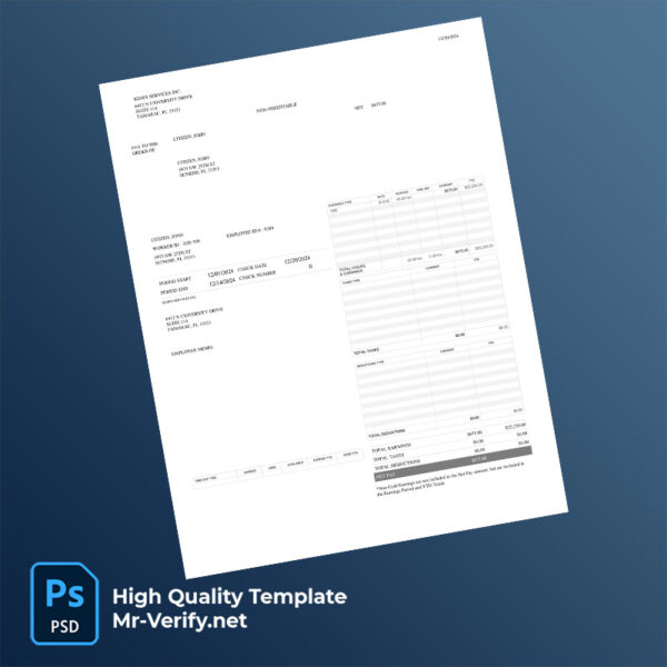 KDM’s Services Inc paycheck word and pdf template