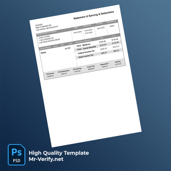 KROGER earning statement word and pdf template