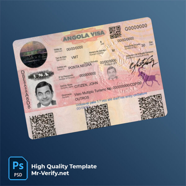 Angola entry visa PSD template