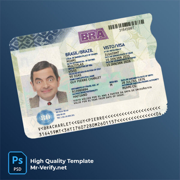 Brazil travel visa psd template