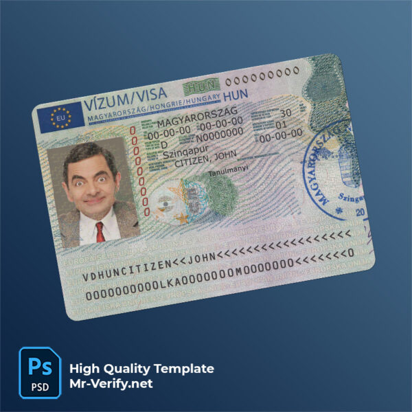 HUNGARY travel visa PSD template