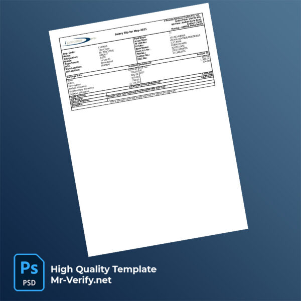 I-Process Services (India) Pvt Ltd payslip word and pdf template