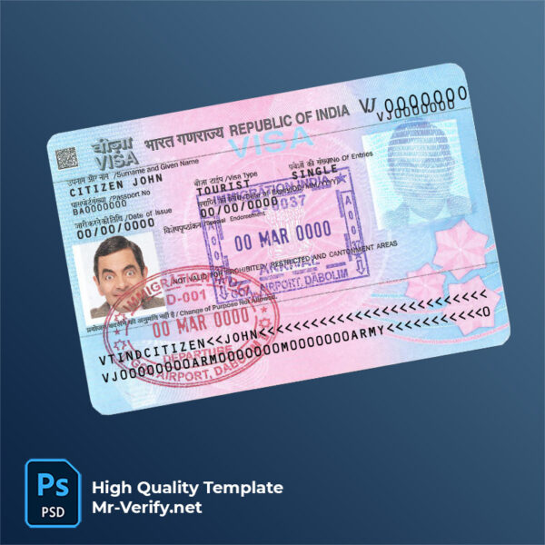 INDIA travel visa PSD template