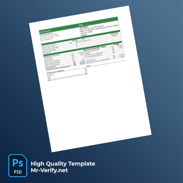 Market Realist Inc pay stub word and pdf template