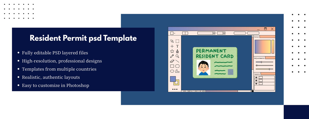Turkey residence permit card PSD template