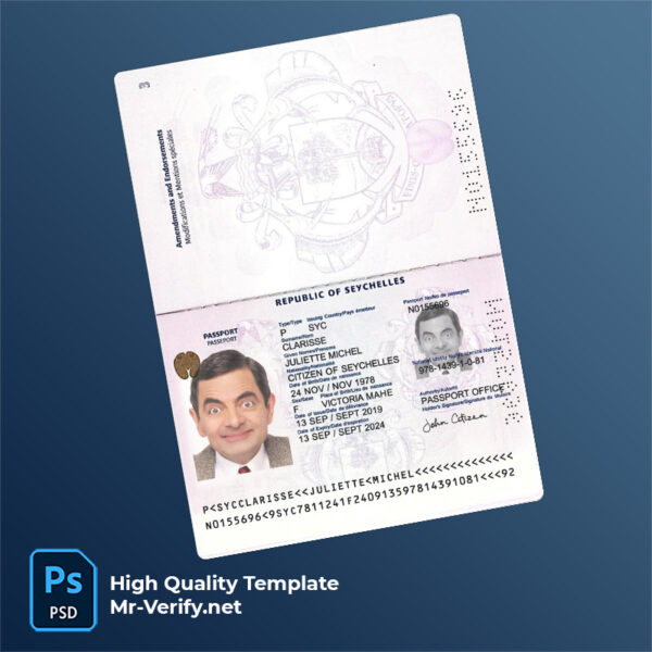 Seychelles passport psd template