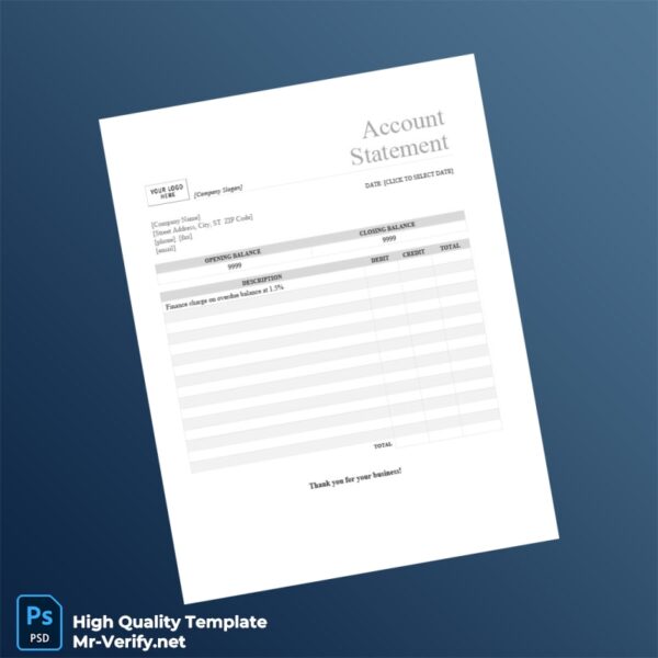 Account Statement Template in Word and PDF formats